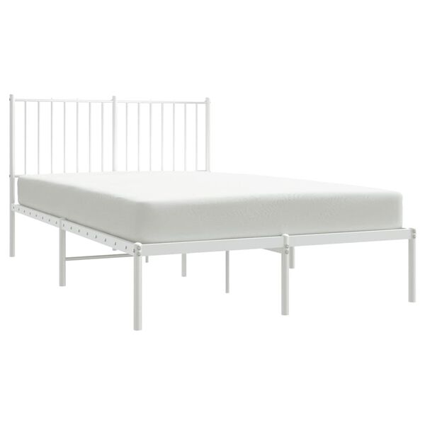 vidaXL Metal Bed Frame without Mattress with Headboard White 120x190cm