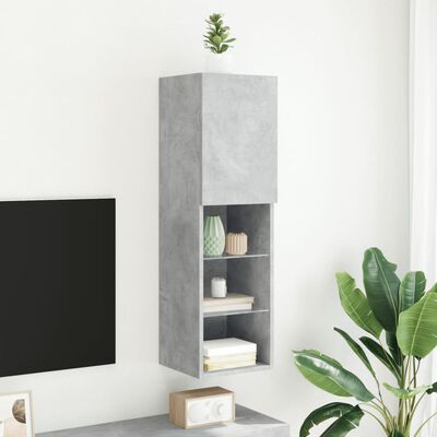vidaXL TV Cabinet with LED Lights Concrete Grey 30.5x30x102 cm