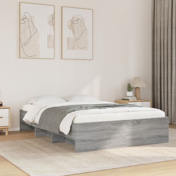 vidaXL Bed Frame without Mattress Grey Sonoma 120x200 cm Engineered Wood