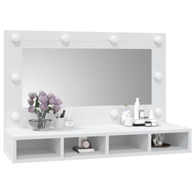 vidaXL Mirror Cabinet with LED White 90x31.5x62 cm