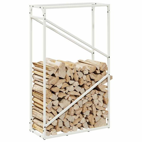 vidaXL Firewood Rack White 60x25x100 cm Cold-rolled steel