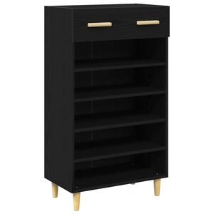 vidaXL Shoe Cabinet Plain Black Oak 60 x 35 x 105 cm Engineered Wood