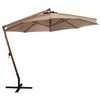 vidaXL Hanging Garden Parasol with Pole Taupe 3.5x2.9 m Solid Fir Wood
