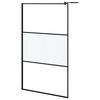 vidaXL Walk-in Shower Wall with Shelf Black 115x195 cm ESG Glass&Aluminium