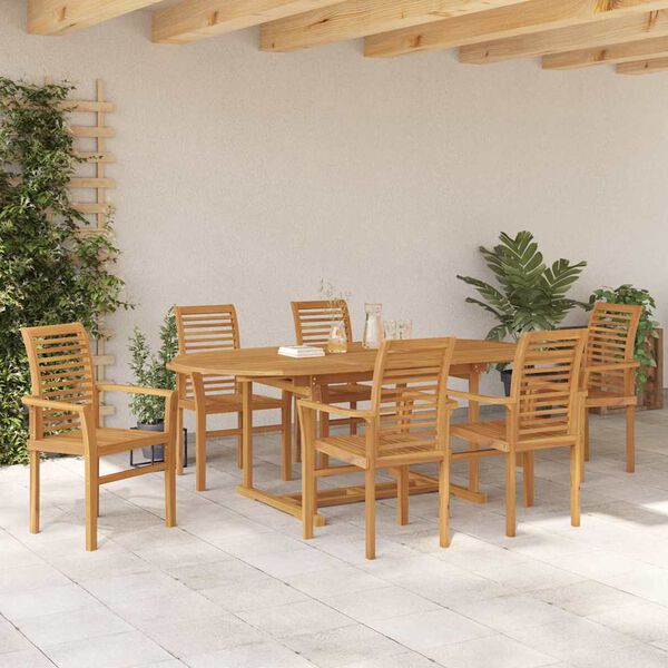 vidaXL Garden Dining Set 7 pcs Brown Solid Teak Wood