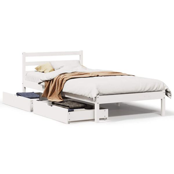 vidaXL Bed Frame without Mattress White 100x200 cm Solid Wood Pine