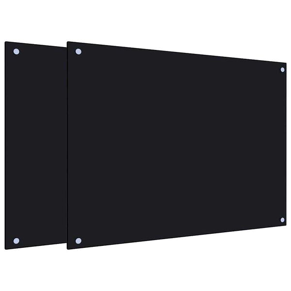 vidaXL Kitchen Backsplashes 2 pcs Black 80x60 cm Tempered Glass