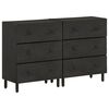 vidaXL Side Cabinet | Set of 2 | Black | Solid mango wood, engineered wood, iron
