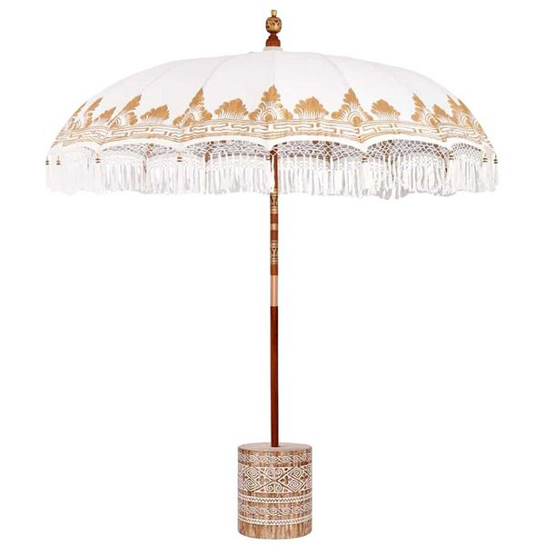 vidaXL Balinese Parasol Cream 215 x 215 x 260 cm Cotton and solid wood