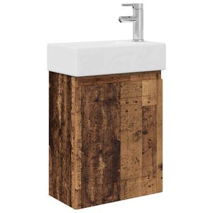 vidaXL Bathroom Vanity Unit with Tap Old Wood 45.5 x 22.5 x 84 cm