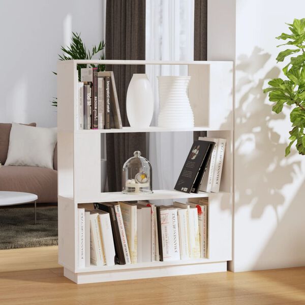 vidaXL Book Cabinet/Room Divider White 80x25x101 cm Solid Wood Pine