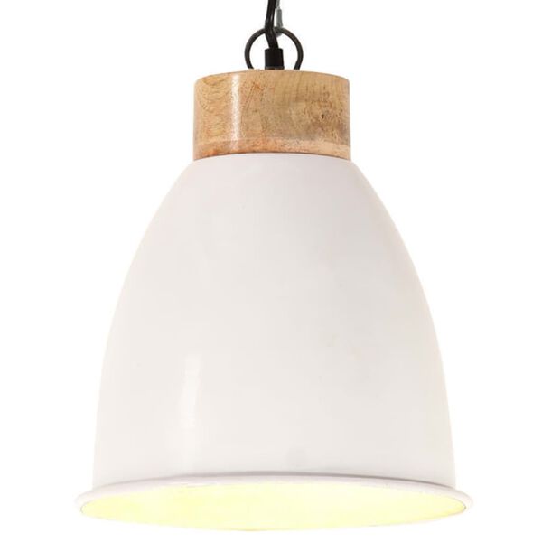 vidaXL Industrial Hanging Lamp White Iron & Solid Wood 23 cm E27
