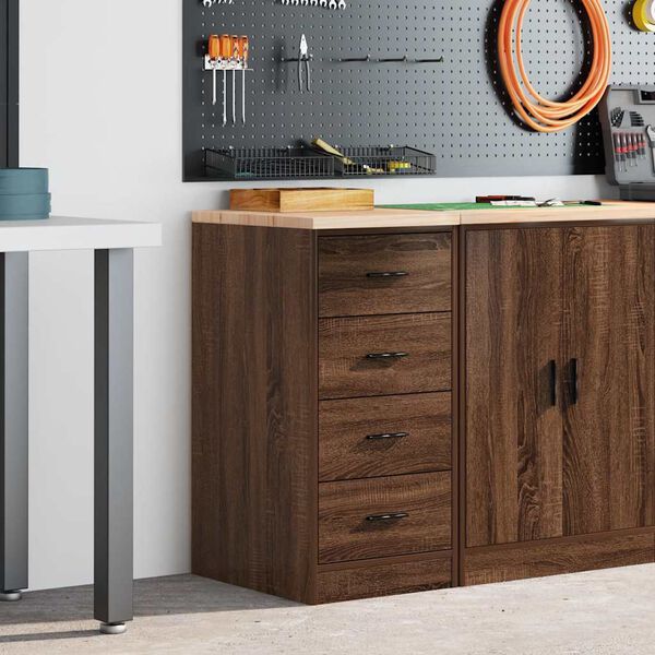 vidaXL Garage Storage Cabinet Brown Oak 40x51x85 cm Solid Wood Pine