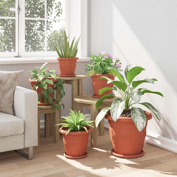 vidaXL Round Flower Pot 24 pcs Brick Red &Oslash; 26 x 21.5 cm Plastic