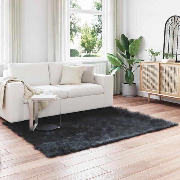 vidaXL Faux Sheepskin Rug Tafalla Black 160 x 230 cm Polyester