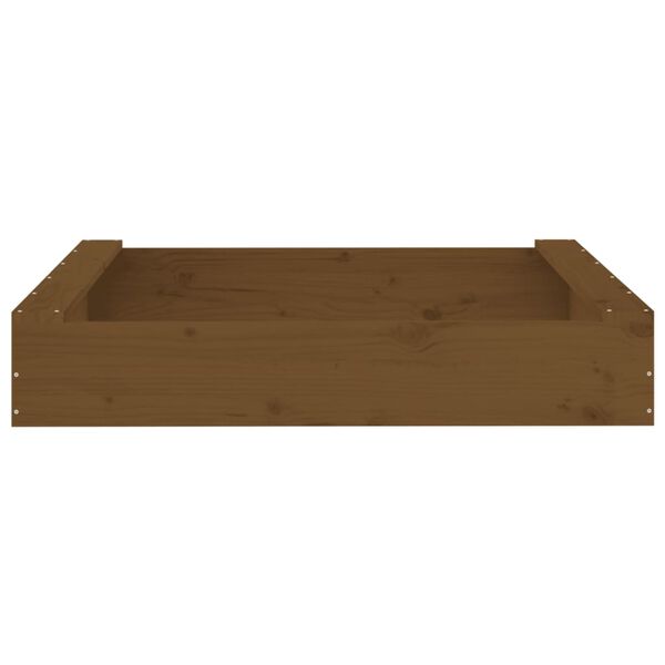 vidaXL Sandbox with Seats Honey Brown Square Solid Wood Pine