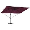vidaXL Umbrella with LED Strip Lights Bordeaux Red 351 x 250 x 253 cm