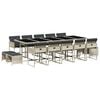 vidaXL 15 Piece Garden Dining Set with Cushions Light Grey Poly Rattan