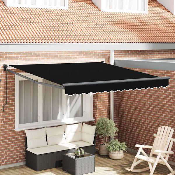 vidaXL Retractable Awning Black 350 x 250 cm Polyester and Aluminium