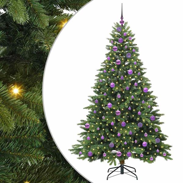 vidaXL Artificial Christmas Tree with 300 LEDs Green 180 cm PE and PVC