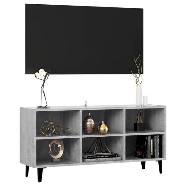 vidaXL TV Cabinet with Metal Legs Concrete Grey 103.5x30x50 cm