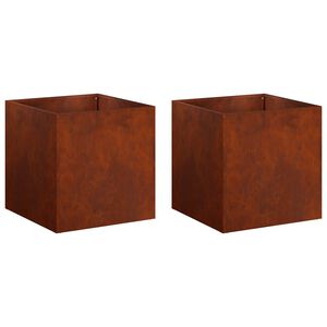 vidaXL Garden Planter 2 pcs Rusty 35 x 35 x 35 cm Weathering Steel