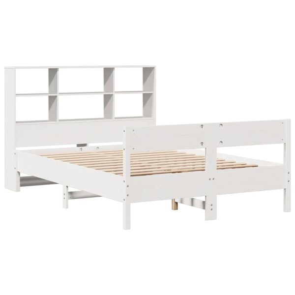 vidaXL Bookcase Bed without Mattress White 120x200cm Solid Wood Pine