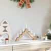 vidaXL Christmas Candle Bridge Brown 39.5 x 5 x 29 cm Solid Pine Wood
