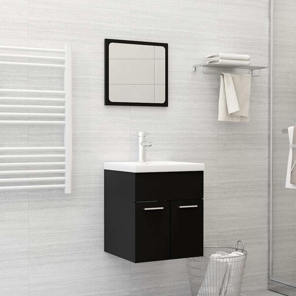vidaXL 2 Piece Bathroom Furniture Set Black Engineered Wood