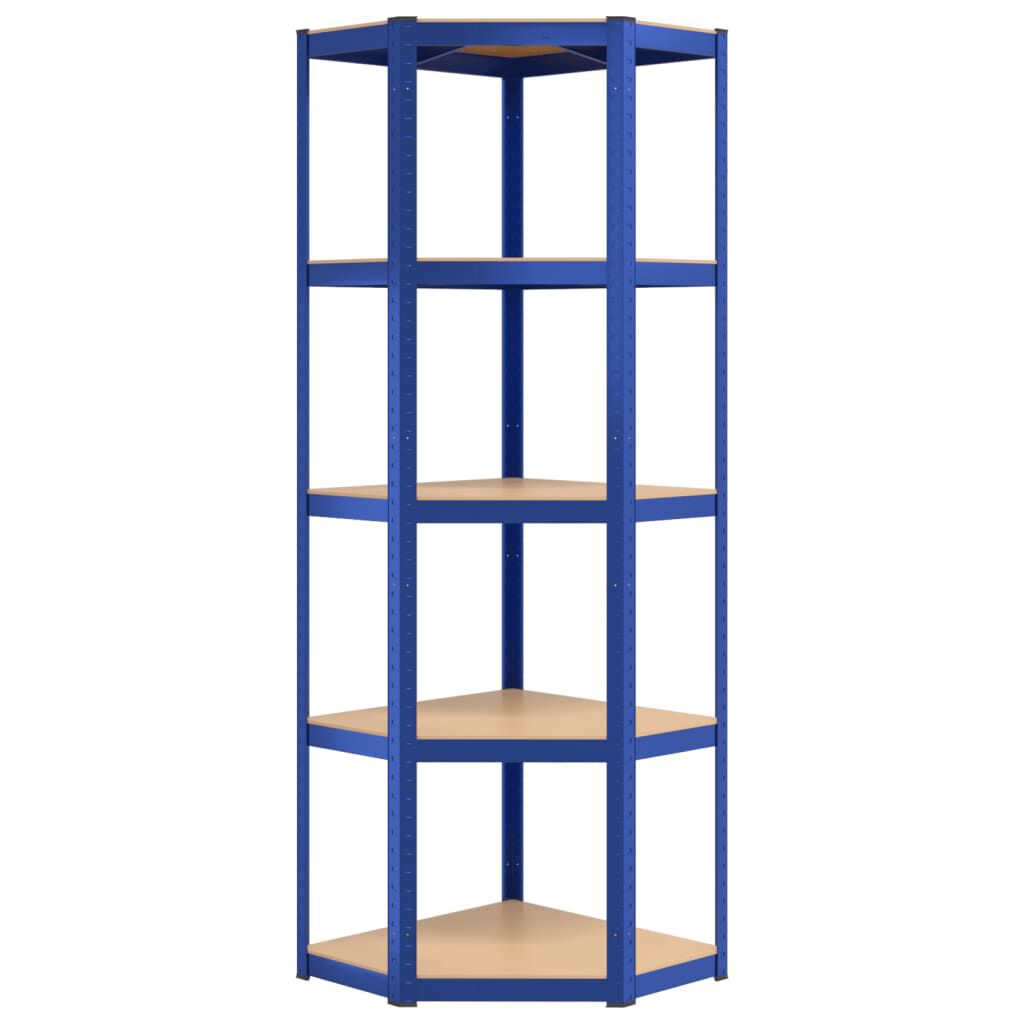 vidaXL 5-Layer Corner Shelf Blue Steel&Engineered Wood