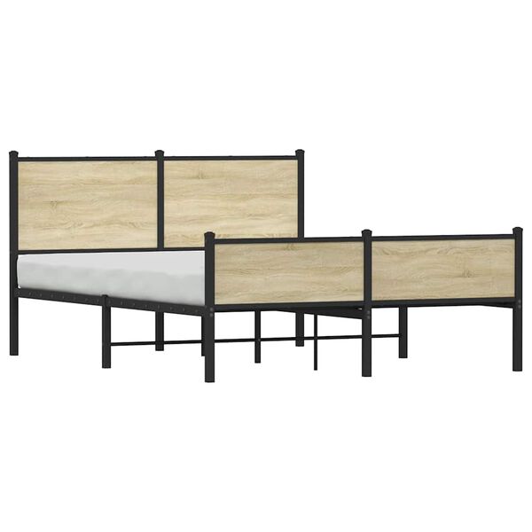 vidaXL Metal Bed Frame without Mattress Sonoma Oak 140x200 cm