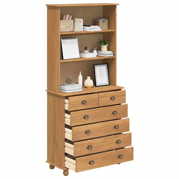vidaXL Hutch ASKIM Honey Wax 91 x 40 x 200.5 cm Solid Pine Wood