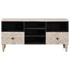 vidaXL TV Cabinet with Shelf White 100 x 33.5 x 46 cm Solid Mango Wood