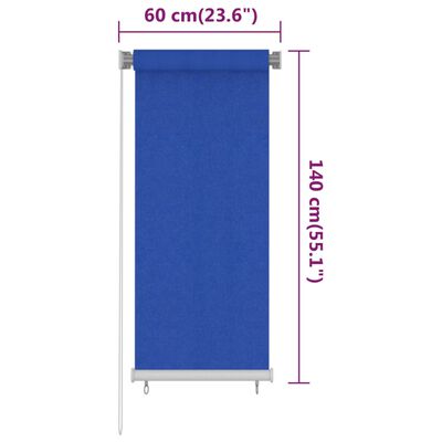 vidaXL Outdoor Roller Blind 60x140 cm Blue HDPE