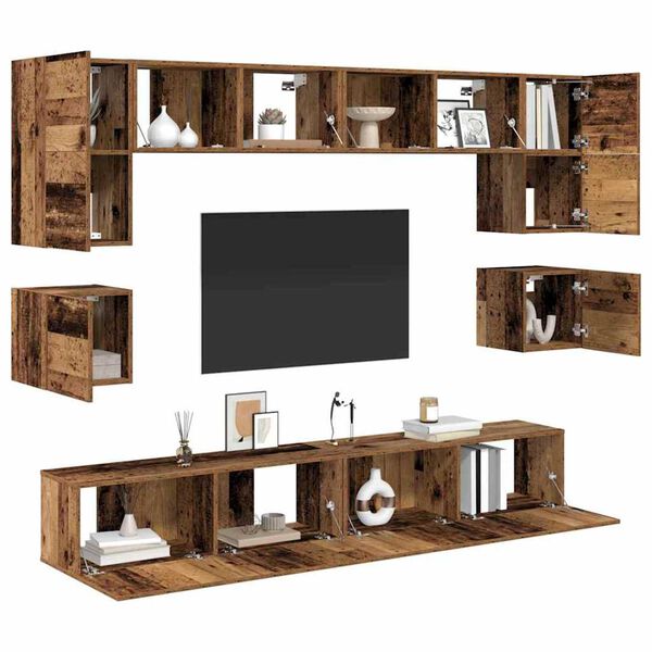 vidaXL TV Cabinet Set Wall-mounted 8 pcs Old Wood Engineered Wood