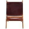 vidaXL Folding Relaxing Chair Dark Brown Real Leather