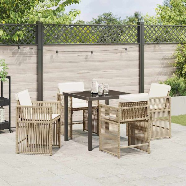 vidaXL Garden Dining Set 5 pcs Beige Poly Rattan