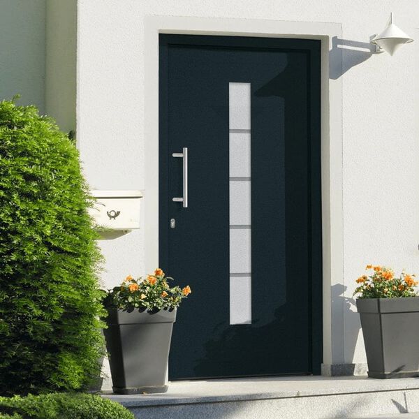 vidaXL Front Door Aluminium and PVC Anthracite 100x200 cm