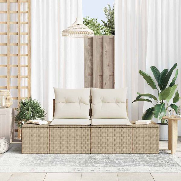vidaXL Garden Sofa Beige 123 x 62 x 69cm Poly Rattan