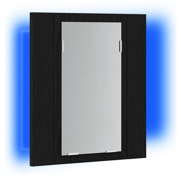 vidaXL LED Bathroom Mirror Cabinet Black Oak 40x12x45 cm Engineered Wood