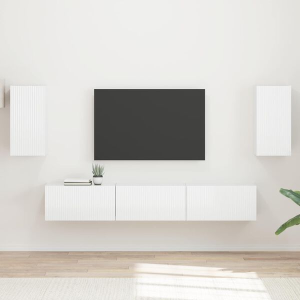 vidaXL TV Cabinet Set 5 pcs High Gloss White Engineered Wood