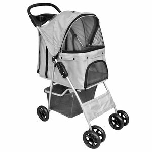 vidaXL Pet Stroller | Grey | PVC & polyester fibre | Medium | Foldable
