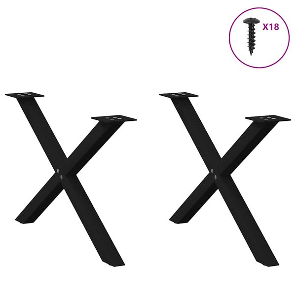 vidaXL Coffee Table Legs X-Shaped 2 pcs Black 70x(42-43) cm Steel