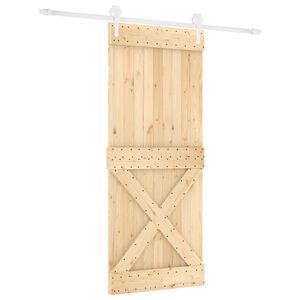 vidaXL Sliding Door Natural and White 85 x 210 cm Solid Pine Wood