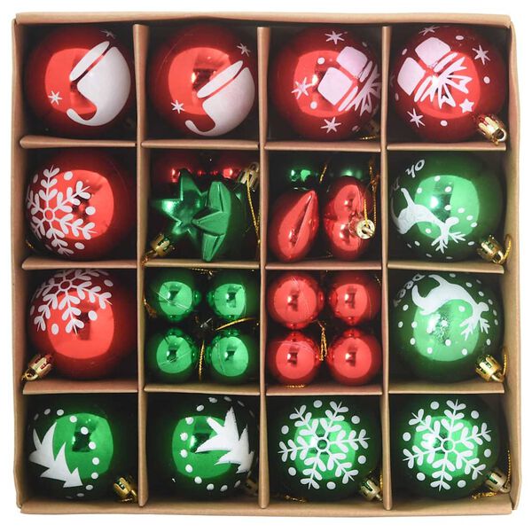 vidaXL Christmas Bauble Set 40 pcs Red and Green Plastic