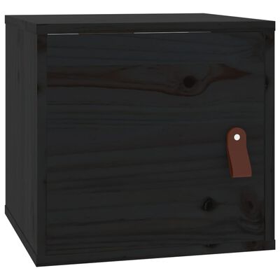 vidaXL Wall Cabinet Black 31.5x30x30 cm Solid Wood Pine