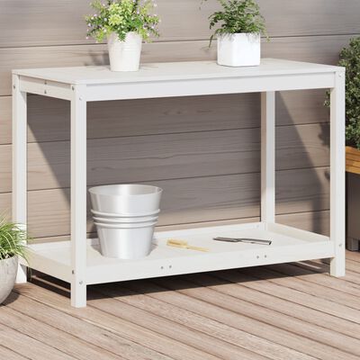 vidaXL Potting Table with Shelf White 108x50x75 cm Solid Wood Pine