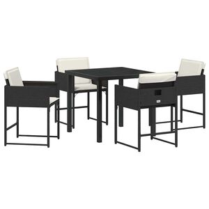vidaXL Garden Dining Set 5 pcs Black Poly Rattan