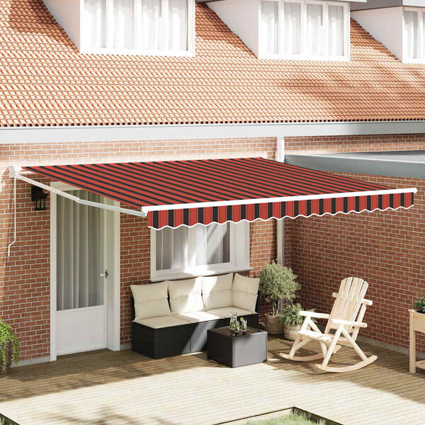 vidaXL Retractable Awning Manual Orange and Brown 400 x 300 cm