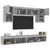 vidaXL 6 Piece TV Wall Units with LED Concrete Grey Engineered Wood